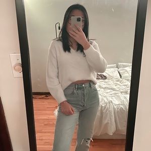 fluffy white h&m sweater